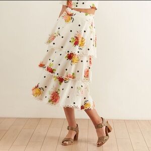 NWOT Farm Rio Nanaju White Midi Skirt